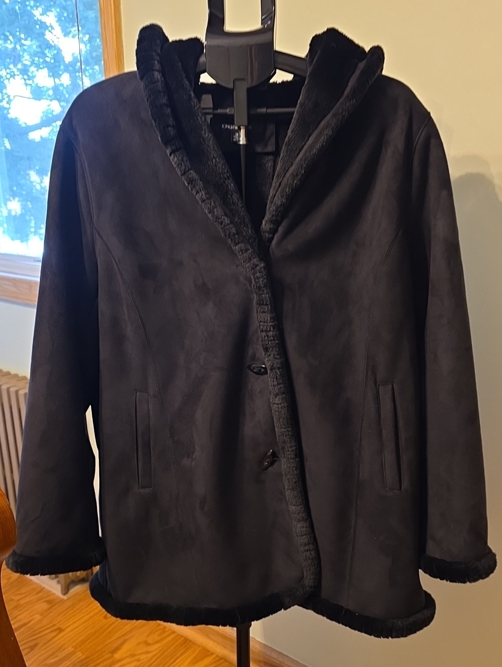 Jones New York Black Faux Shearling Teddy Jacket